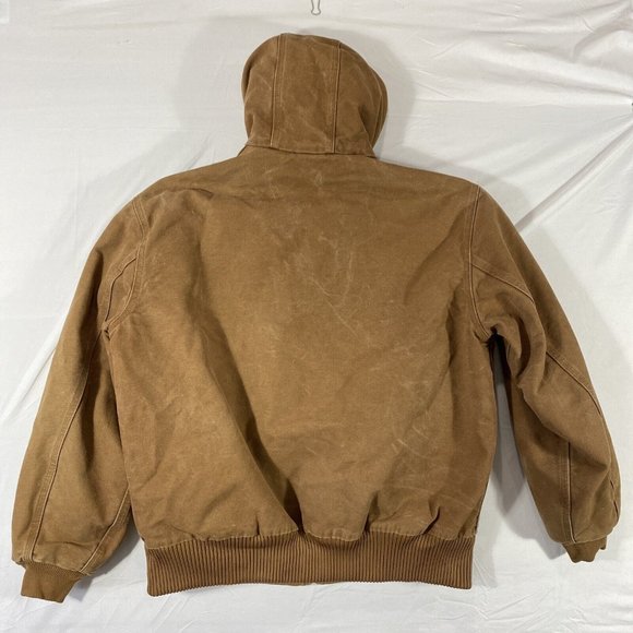 Carhartt Cotton Canvas Hooded Jacket Winter Work Lined Coat Mens Large CF41 - Picture 8 of 8